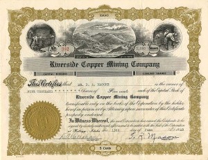 Riverside Copper Mining Co. - Stock Certificate